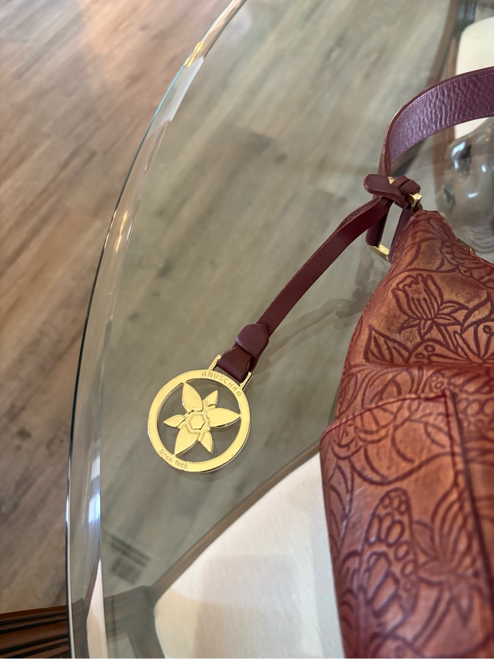 š¤š¤ANUSCHKA CLASSIC HAND PAINTED LEATHER HOBO SHOULDER BAG! š¤š¤ - Picture 6 of 8